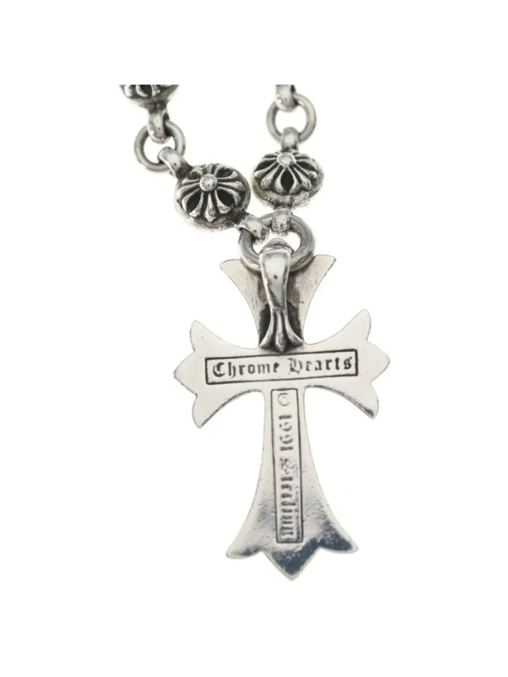 Chrome Hearts 1 Crsbl Chn Sml CH Crs Cross Ball Chain Small CH Necklace Silver